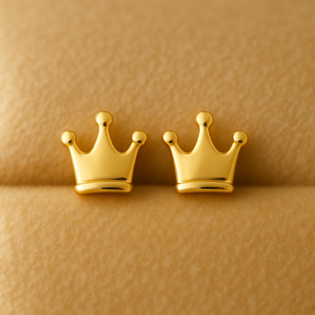 Sterling Silver Crown Stud Earrings: Royal Minimalist Jewelry