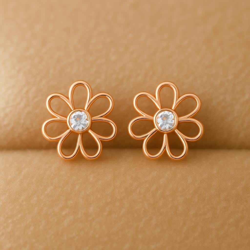 Sterling Silver Daisy Stud Earrings: CZ Floral Jewelry