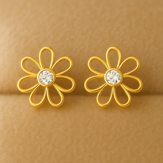 Sterling Silver Daisy Stud Earrings: CZ Floral Jewelry