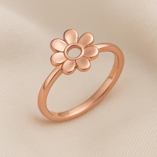 Sterling Silver Daisy Ring: Dainty Flower Band, Minimalist Jewelry