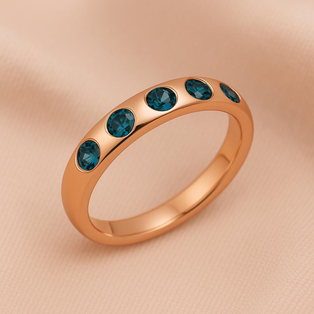 London Blue Topaz Ring | Sterling Silver Flush Set Band | Dainty Modern Unisex Jewelry Gift