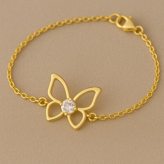 Butterfly Bracelet Silver 925 | Dainty CZ Stone Chain Jewelry for Women