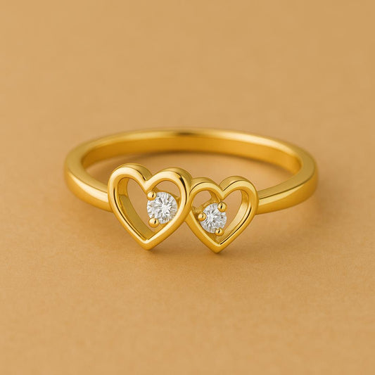 Double Heart Ring Silver 925 | CZ Stone Promise Love Ring for Women
