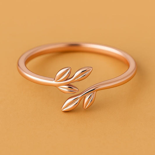 925 Silver Leaf Ring Adjustable Nature Branch Open Band Minimalist Jewelry for Women