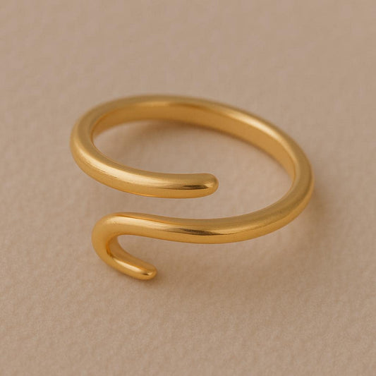 Sterling Silver Spiral Ring | Adjustable Open Wrap Band | Minimalist Gift Jewelry