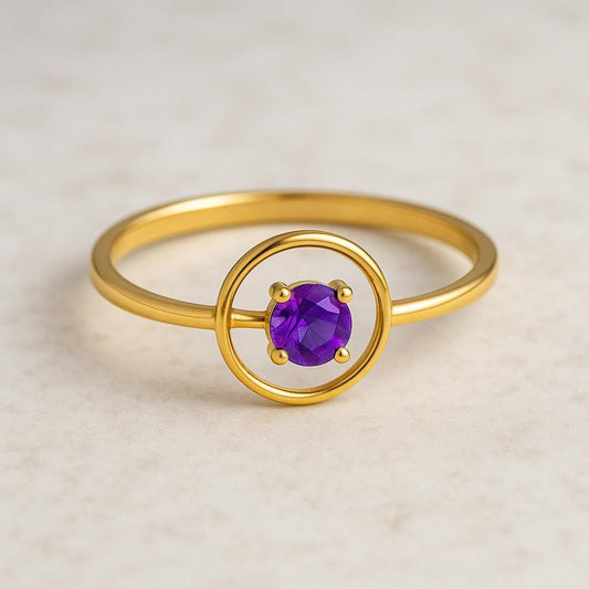 Sterling Silver Amethyst Ring: Modern Halo Jewelry Gift