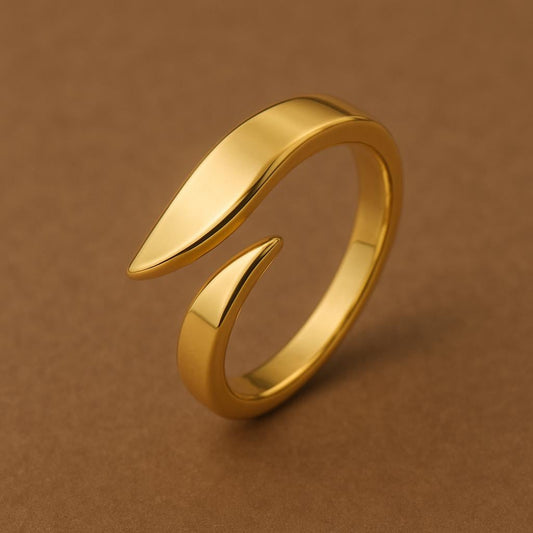 Sterling Silver Open Wrap Ring Adjustable Bypass Shank Modern Minimalist Statement Jewelry