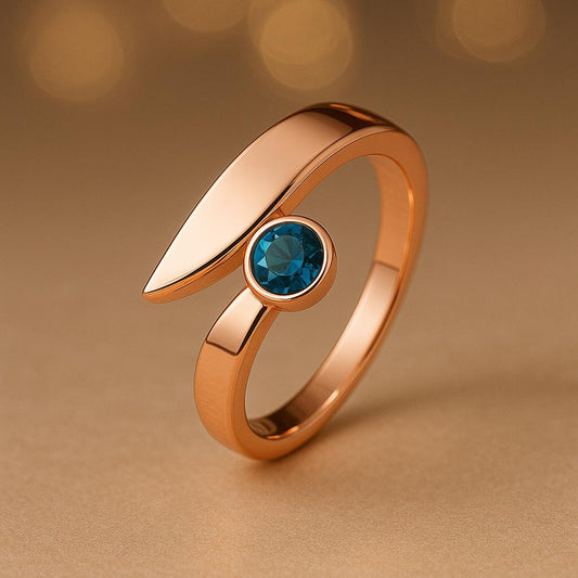 Sterling Silver London Blue Topaz Ring: Adjustable Bypass Shank