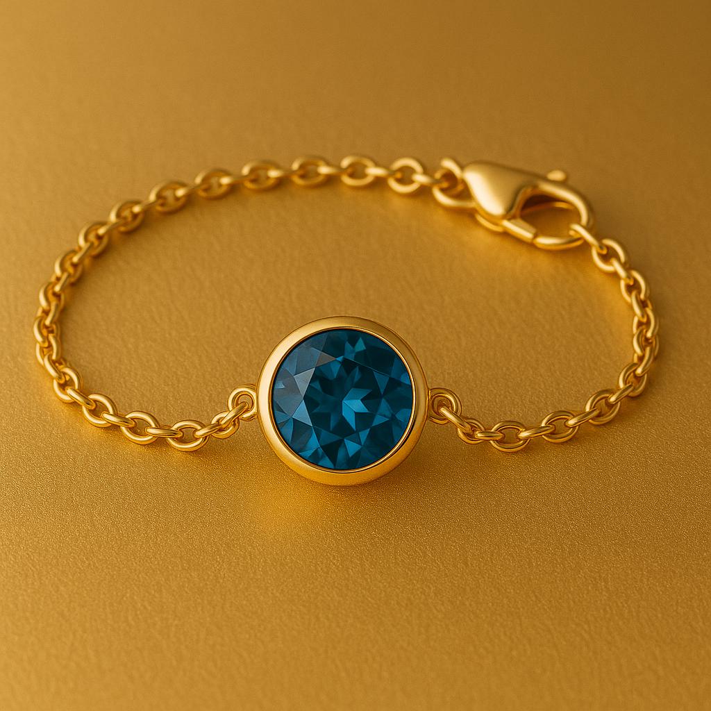 Sterling Silver London Blue Topaz Bracelet Dainty Solitaire Jewelry