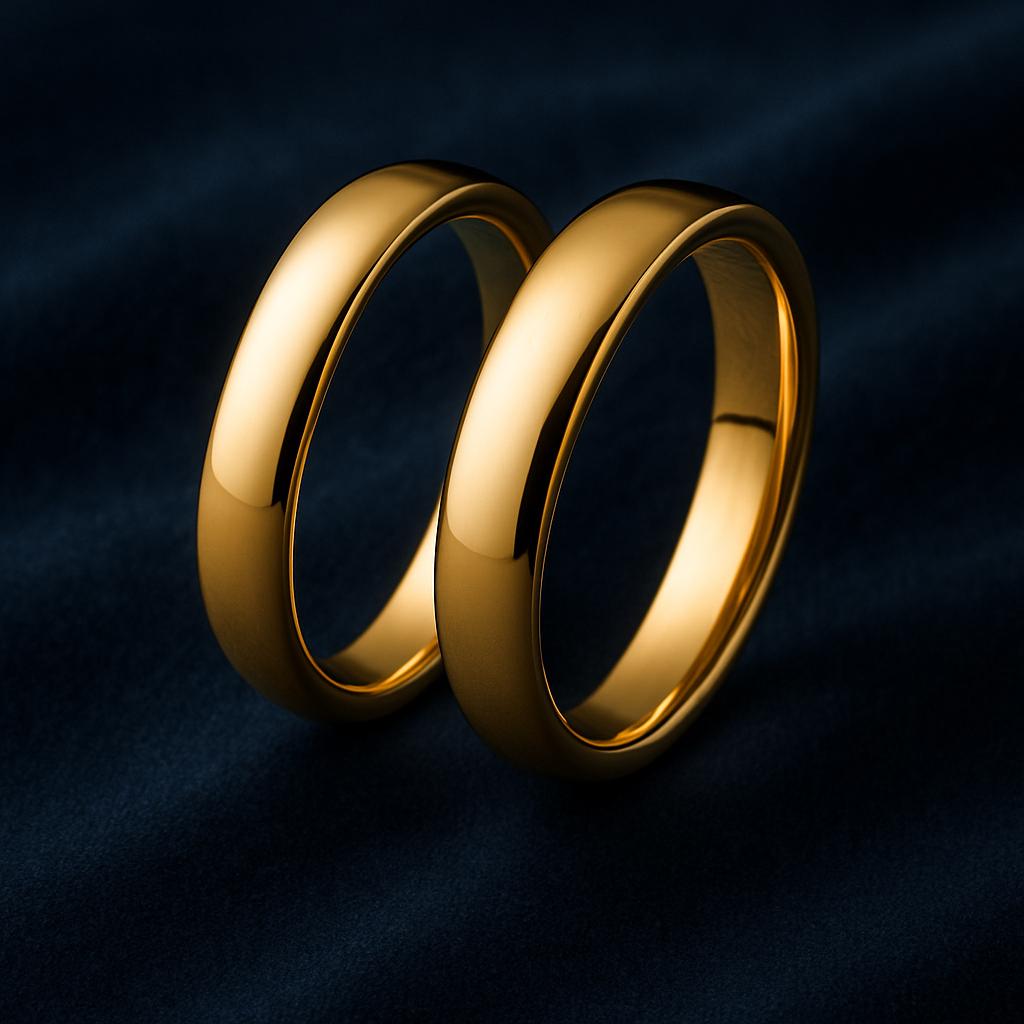 Sterling Silver Matching Wedding Bands: Comfort Fit Polished Rings