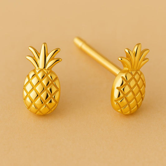 Sterling Silver Pineapple Stud Earrings: Tropical 925 Silver Jewelry