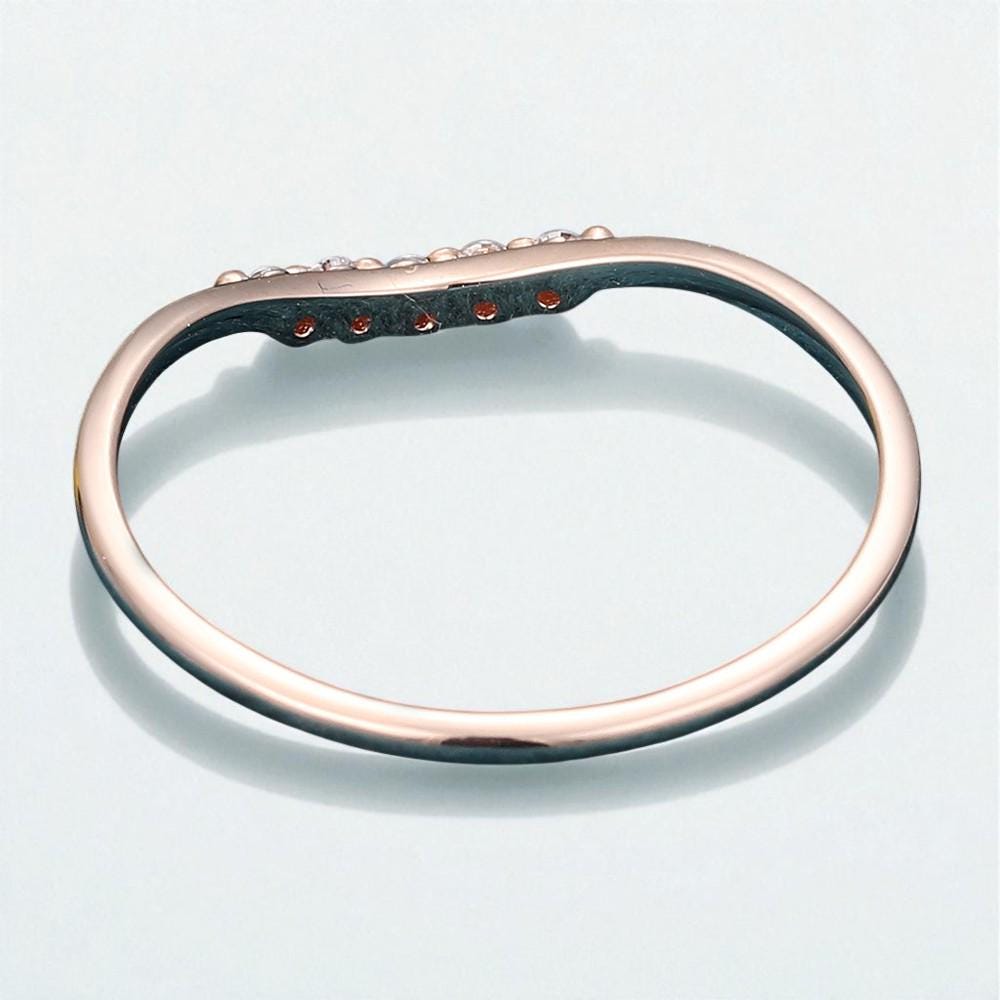 925 Silver Rose Gold V Shaped CZ Band â Dainty Chevron Stacking Wedding Promise Ring