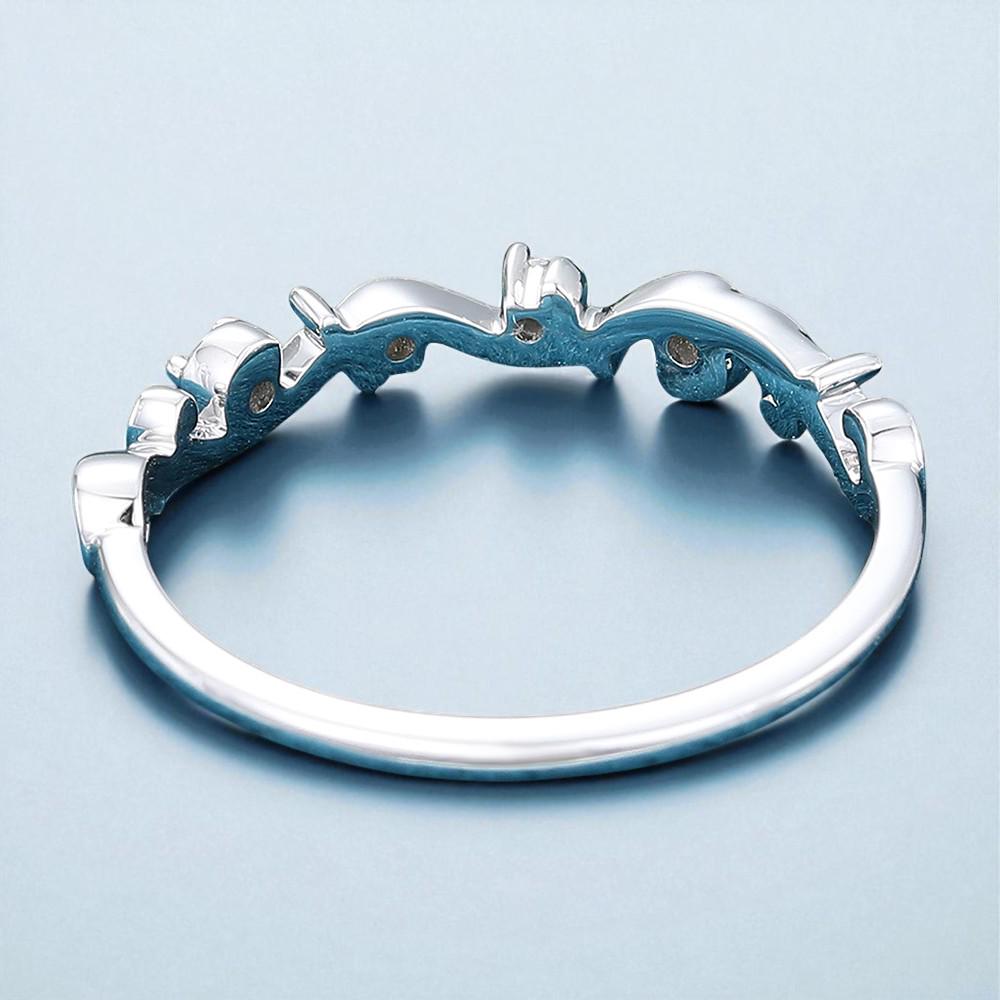 925 Silver CZ Vine Ring â Dainty Nature-Inspired Band, Elegant Stacking Promise Anniversary Jewelry
