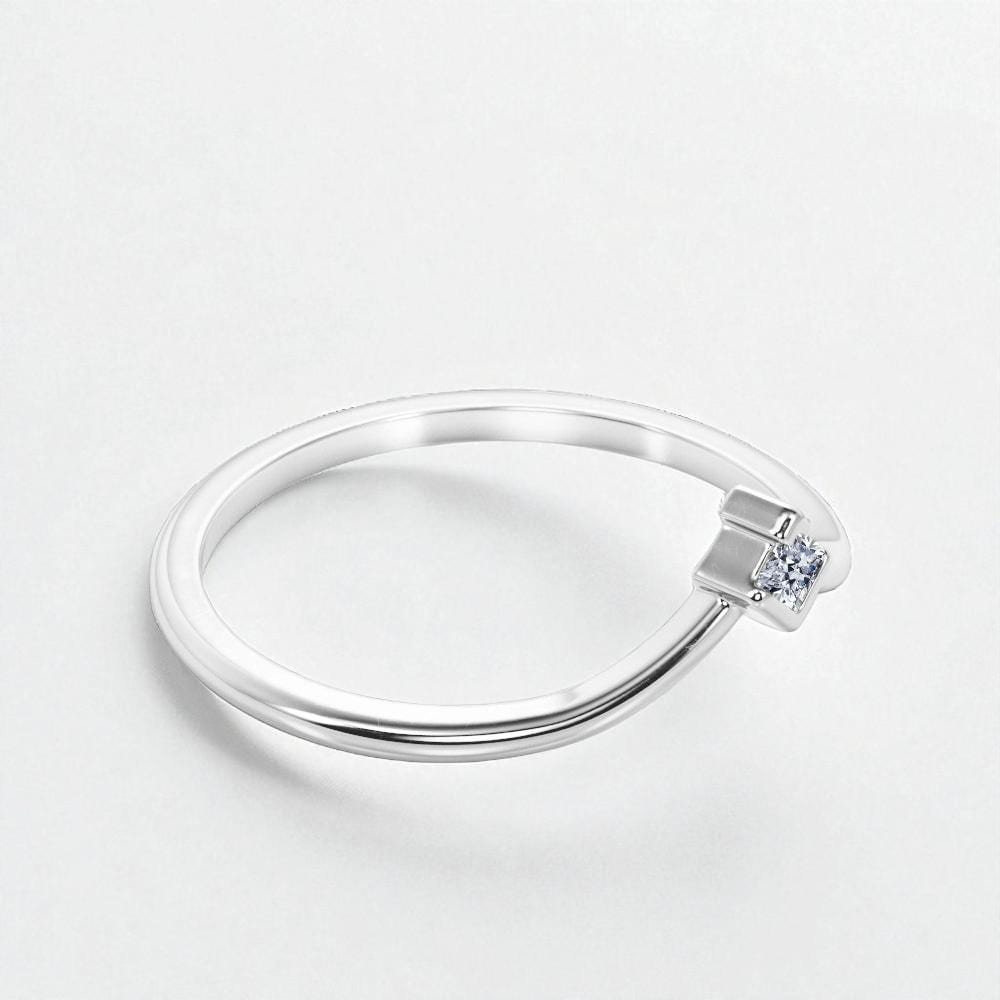 925 Silver Solitaire CZ V Shaped Ring â Dainty Minimalist Promise Stacking Wedding Band