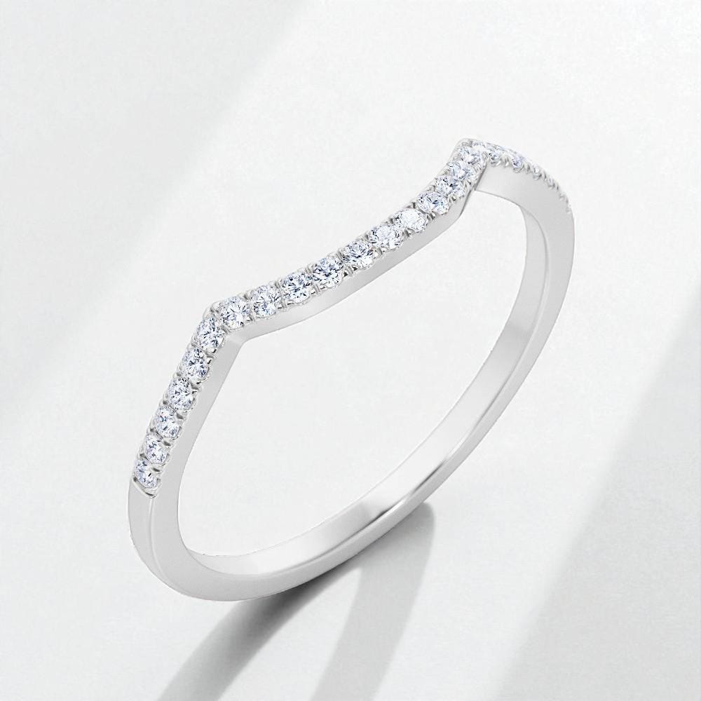 925 Silver CZ Chevron Band â Dainty Pavé V Shaped Stacking Wedding Anniversary Ring