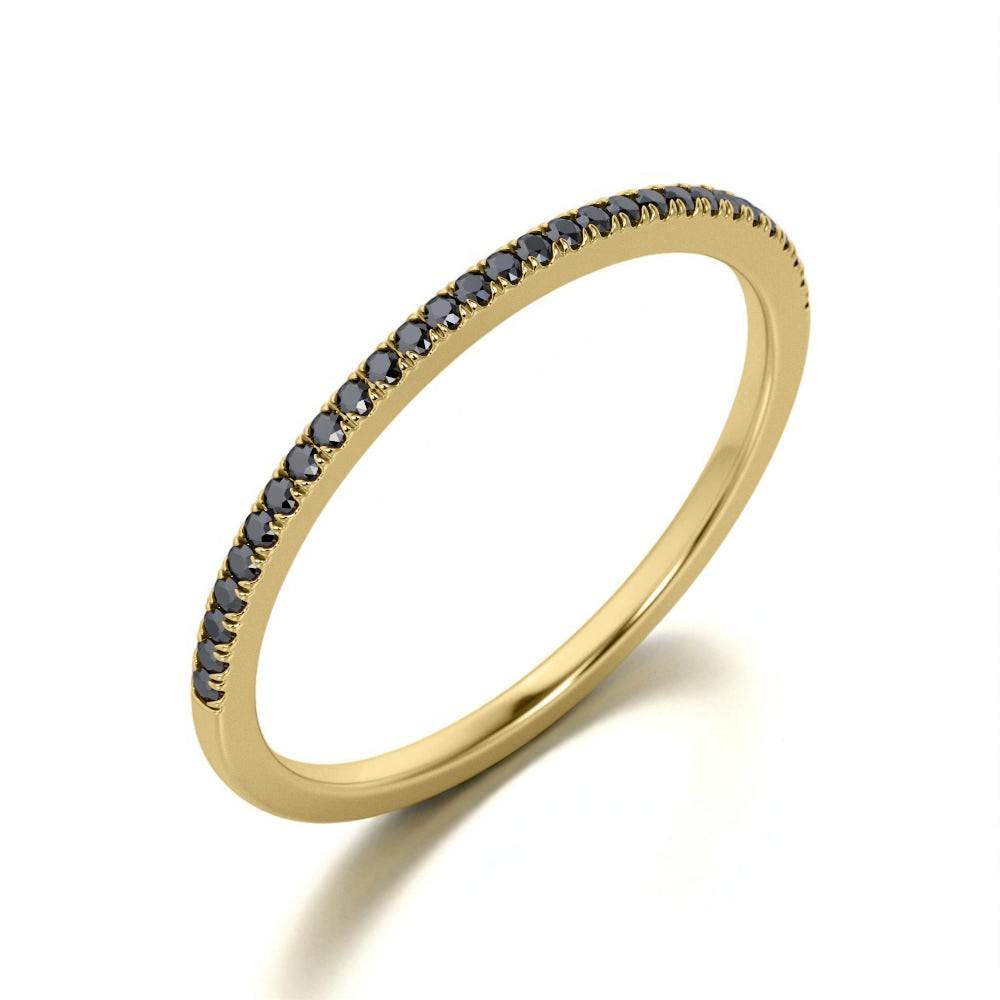925 Silver Black Onyx Band â Dainty Stacking Minimalist Eternity Wedding Ring