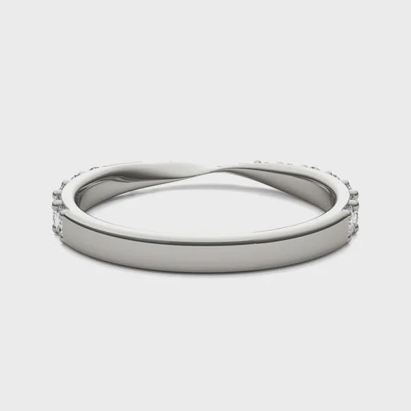 925 Silver CZ Half Eternity Band – Dainty Stacking Wedding Anniversary Promise Ring