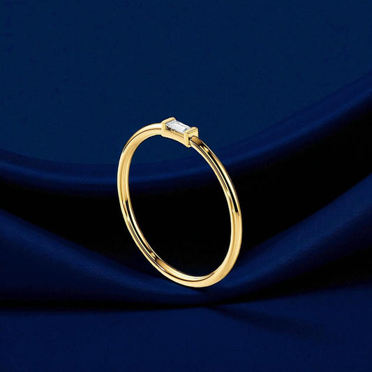 Baguette CZ Ring, Gold Plated 925 Sterling Silver Promise Ring