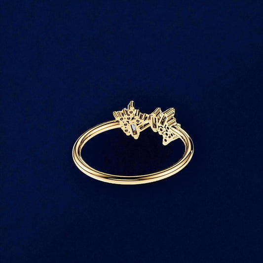 Gold Plated Sterling Silver CZ Cluster Ring, Open Band Stacking Jewelry
