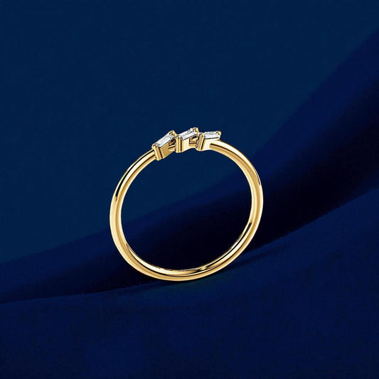 Baguette CZ Ring, 925 Silver Stacking Band, Anniversary Jewelry