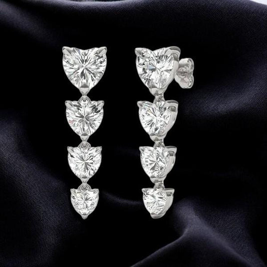 Sterling Silver Heart CZ Dangle Earrings: Romantic Statement Jewelry