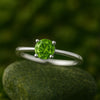925 Sterling Silver Peridot Ring, Round Cut Solitaire Gemstone Band, August Birthstone Jewelry Gift