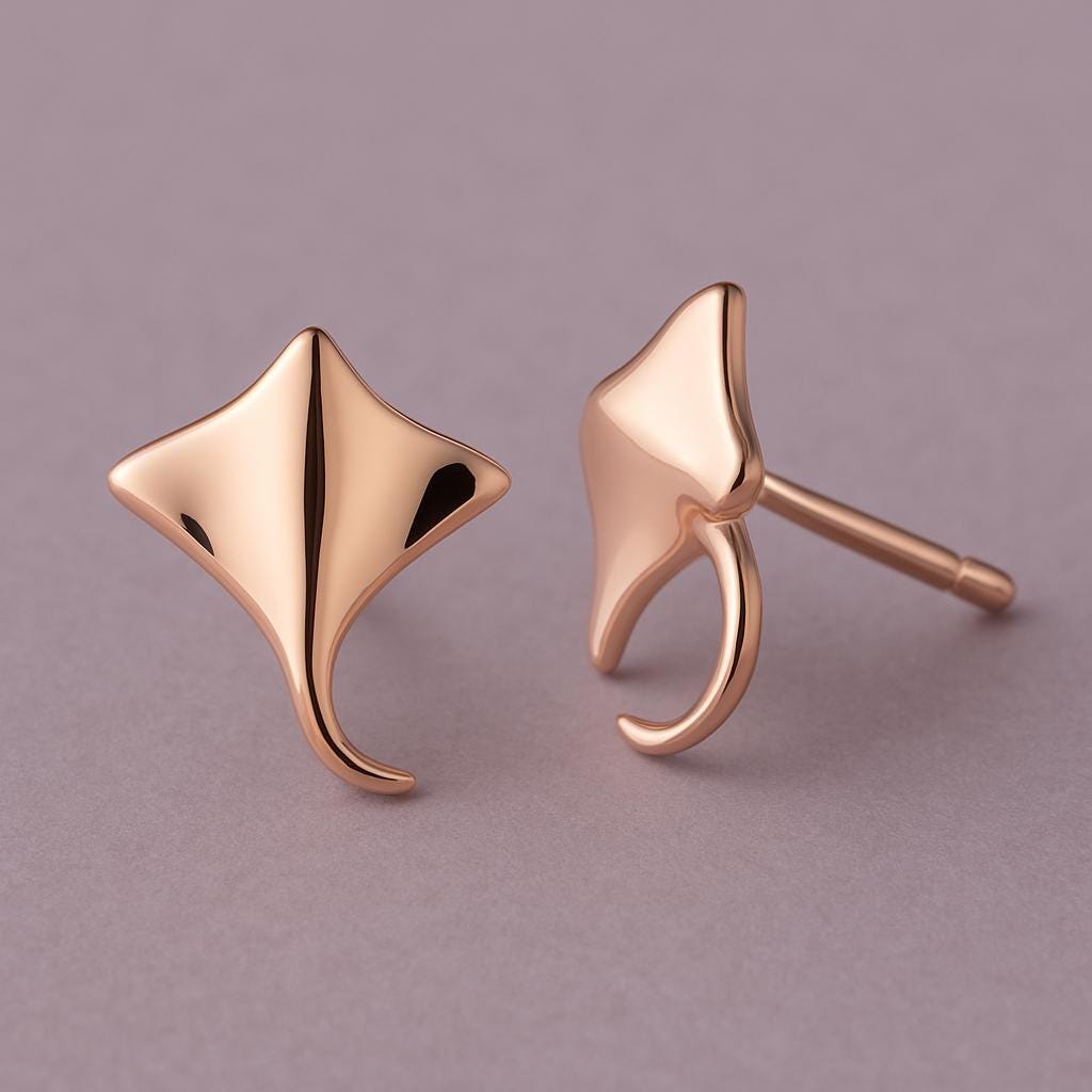 Sterling Silver Stingray Earrings: Minimalist Manta Ray Studs
