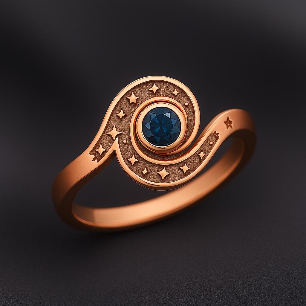 Celestial Sterling Silver Ring: Starry Night Band with London Topaz