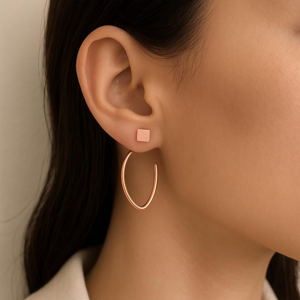 925 Silver Hoop Earrings | Minimalist Geometric Drop Earrings | Modern Everyday Jewelry Gift
