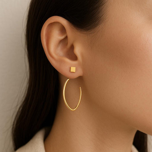 925 Silver Hoop Earrings | Minimalist Geometric Drop Earrings | Modern Everyday Jewelry Gift