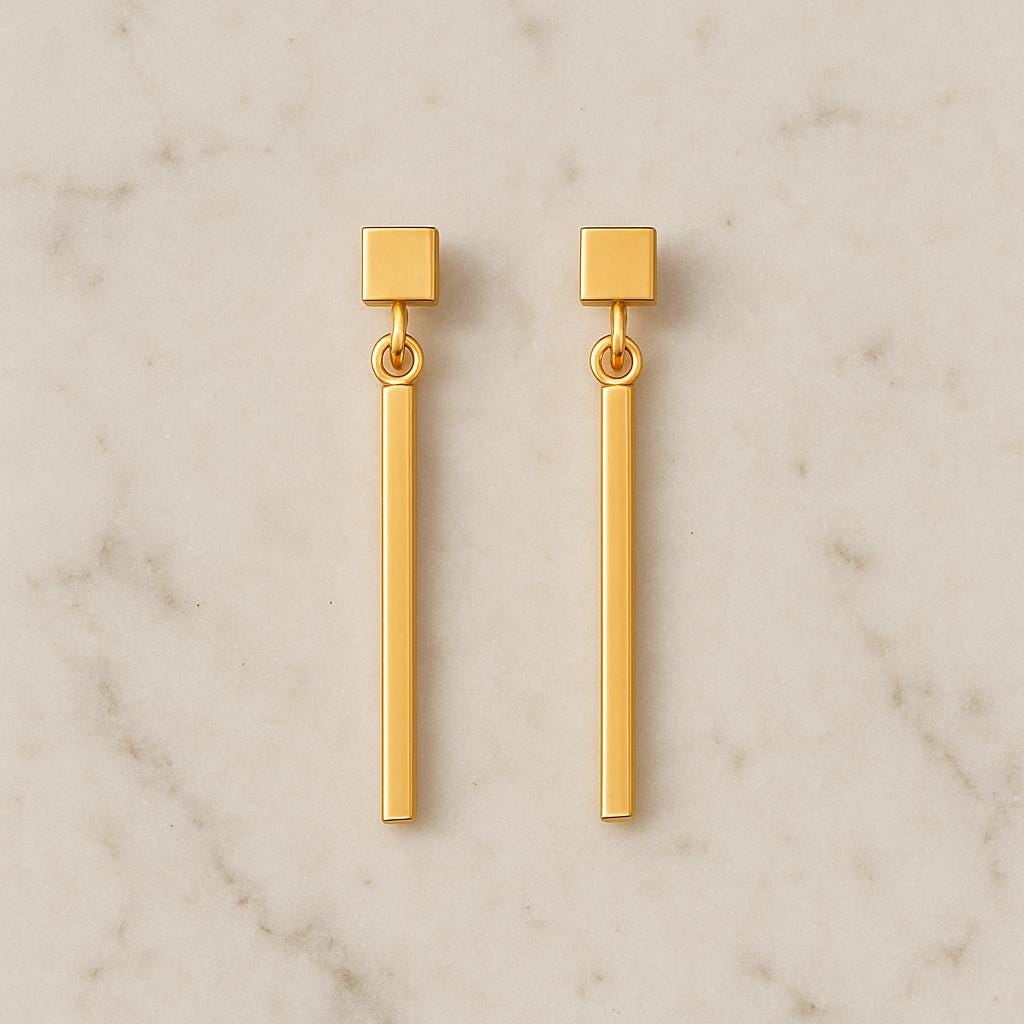 925 Silver Bar Earrings | Minimalist Drop Dangle Studs | Modern Geometric Everyday Jewelry Gift