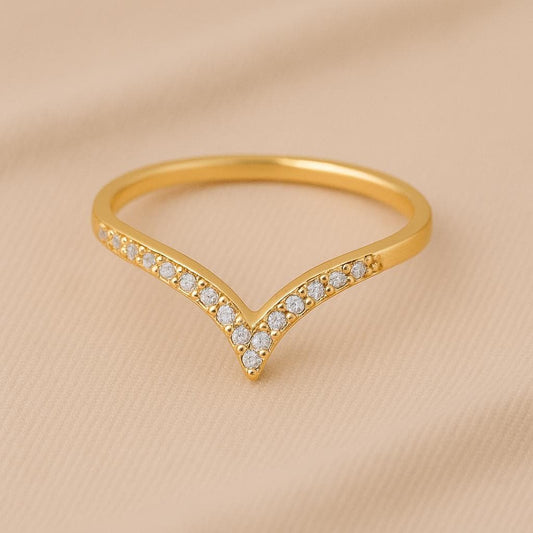 Chevron CZ Ring Silver 925 | Dainty V Shape Band | Stacking Minimalist Jewelry Gift