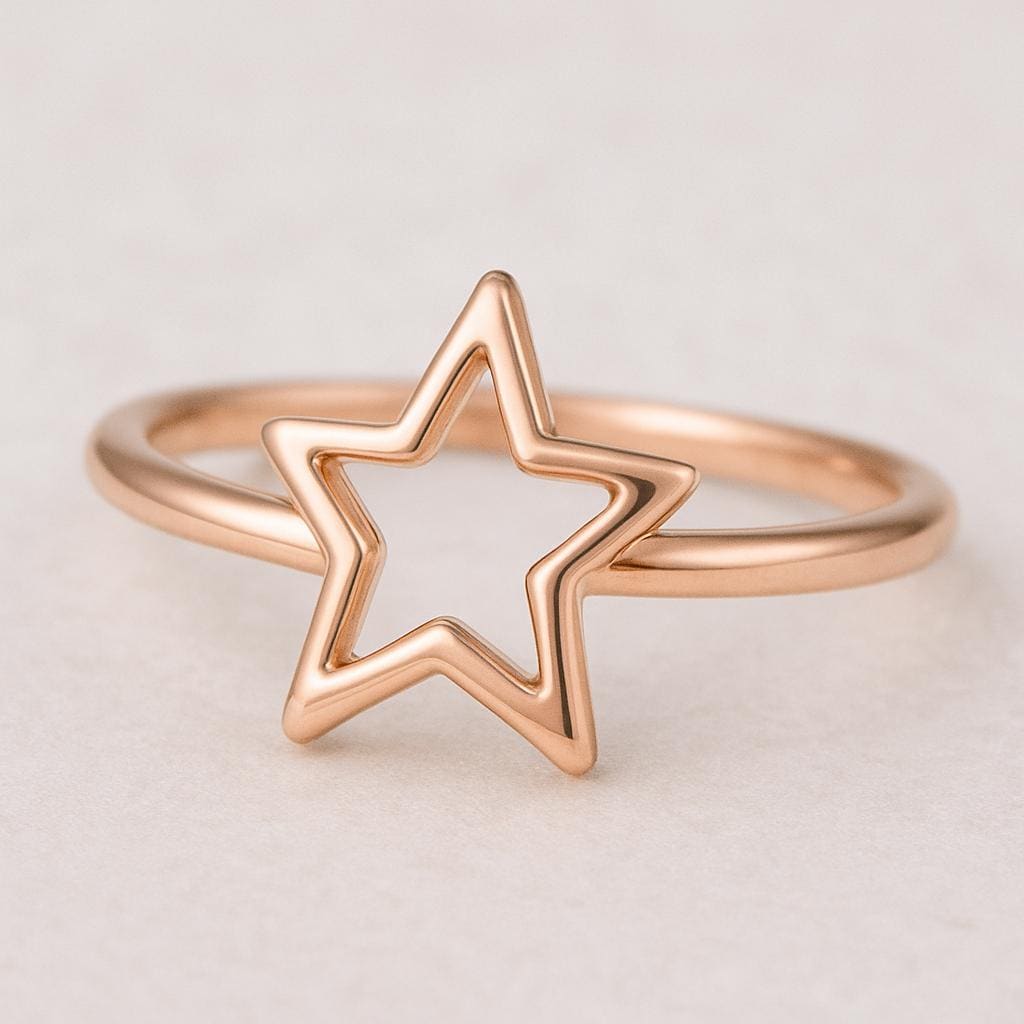 Sterling Silver Star Ring: Minimalist Open Star Band