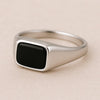 Sterling Silver Onyx Signet Ring: Minimalist Black Stone Bezel