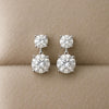 Double CZ Drop Earrings Silver 925 | Dainty Round Stud Dangle Gift