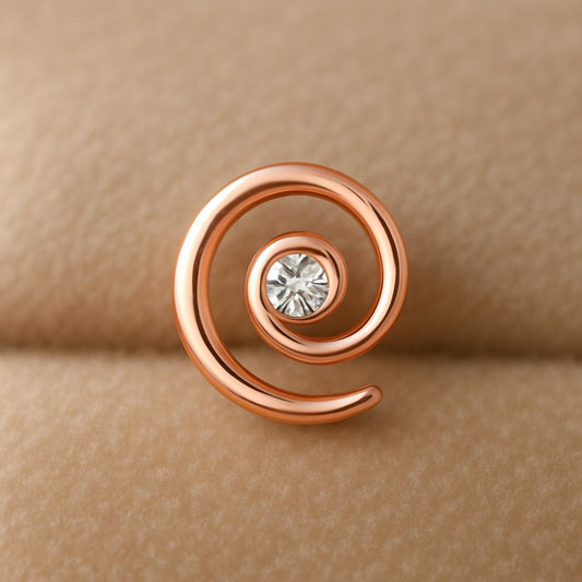 Gold Plated Sterling Silver Spiral CZ Stud Earrings: Modern Swirl Jewelry