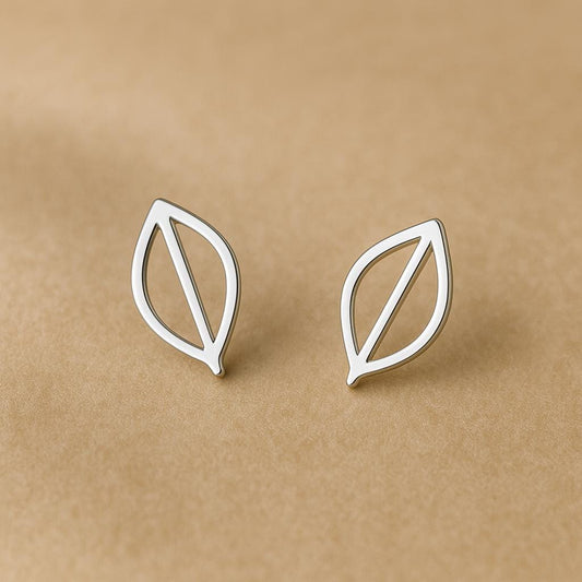 Sterling Silver Leaf Stud Earrings: Minimalist Nature Jewelry
