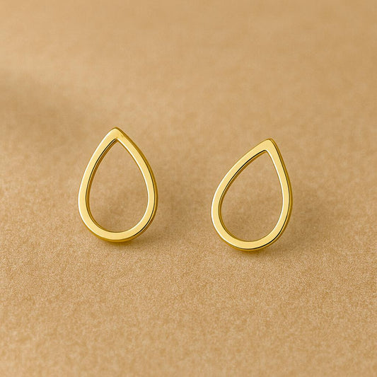 Sterling Silver Teardrop Stud Earrings: Minimalist Outline Drop Jewelry