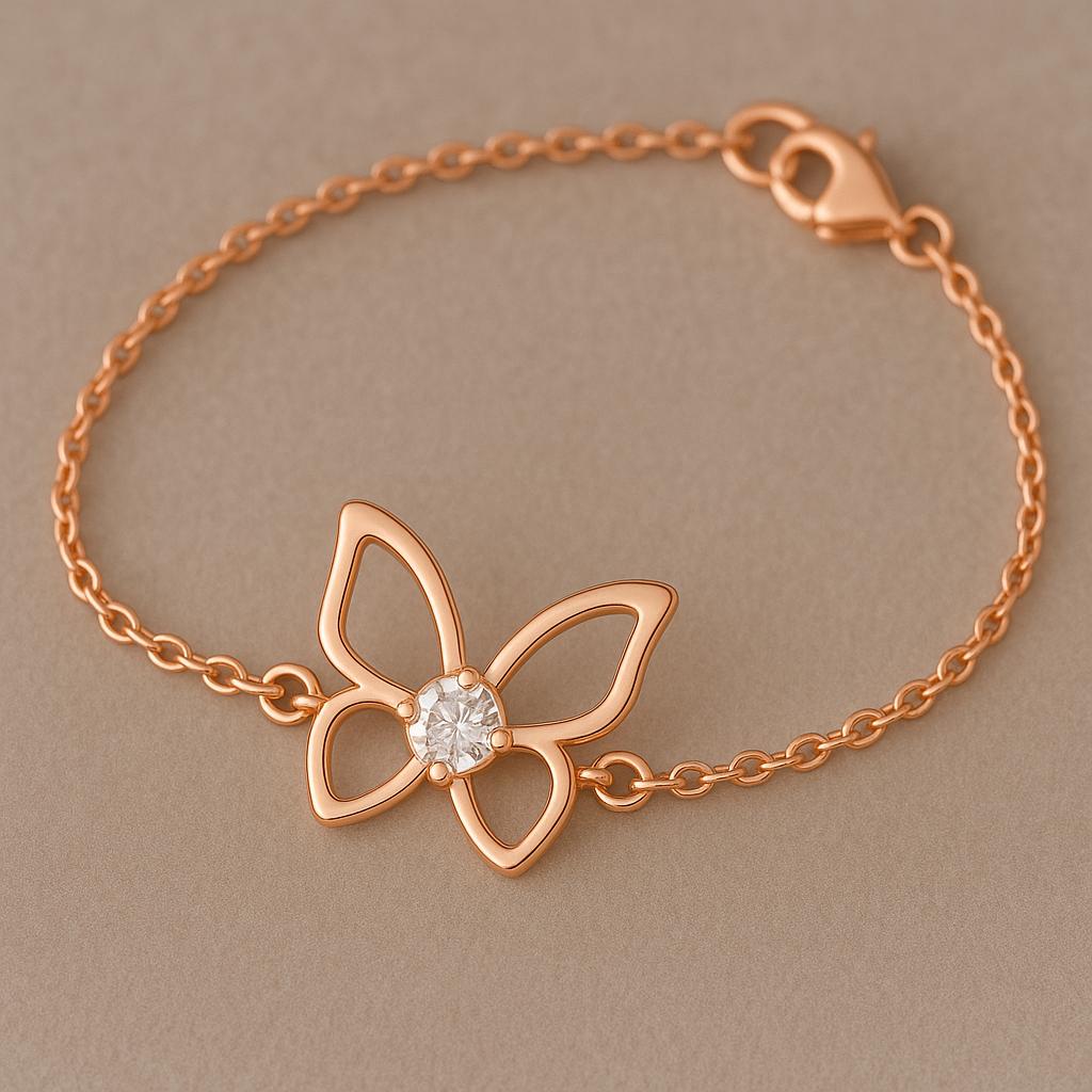 Butterfly Bracelet Silver 925 | Dainty CZ Stone Chain Jewelry for Women