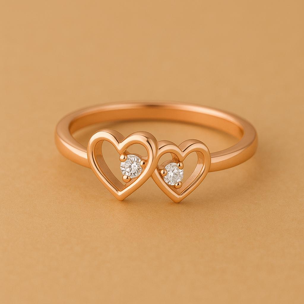 Double Heart Ring Silver 925 | CZ Stone Promise Love Ring for Women