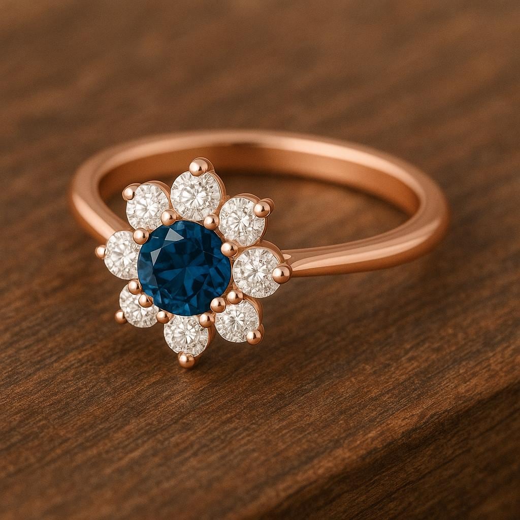 Sterling Silver london Topaz Flower Ring: CZ Halo, Elegant Jewelry Gift