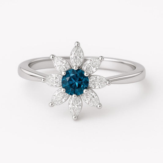 Sterling Silver london Topaz Ring: Round Solitaire Gemstone Jewelry
