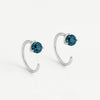 London Blue Topaz Earrings: Sterling Silver Open Hoop Studs