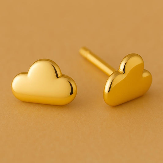 Sterling Silver Cloud Stud Earrings: Polished Minimalist Jewelry