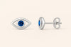 London Topaz Evil Eye Stud Earrings: Sterling Silver Protection Jewelry