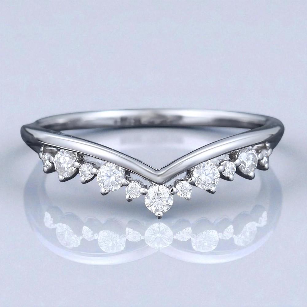 925 Silver V Shaped CZ Band â Dainty Chevron Stacking Wedding Anniversary Promise Ring