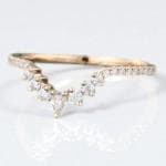 925 Silver V Shaped CZ Ring Dainty Chevron Stacking Wedding Anniversary Band