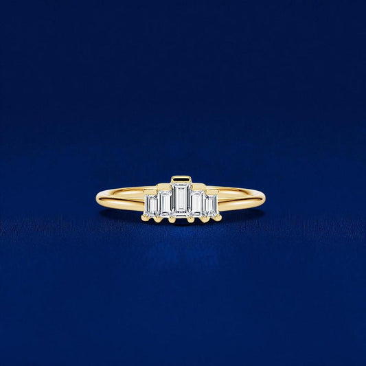 925 Silver Baguette CZ Ring Dainty Stacking Minimalist Wedding Anniversary Band