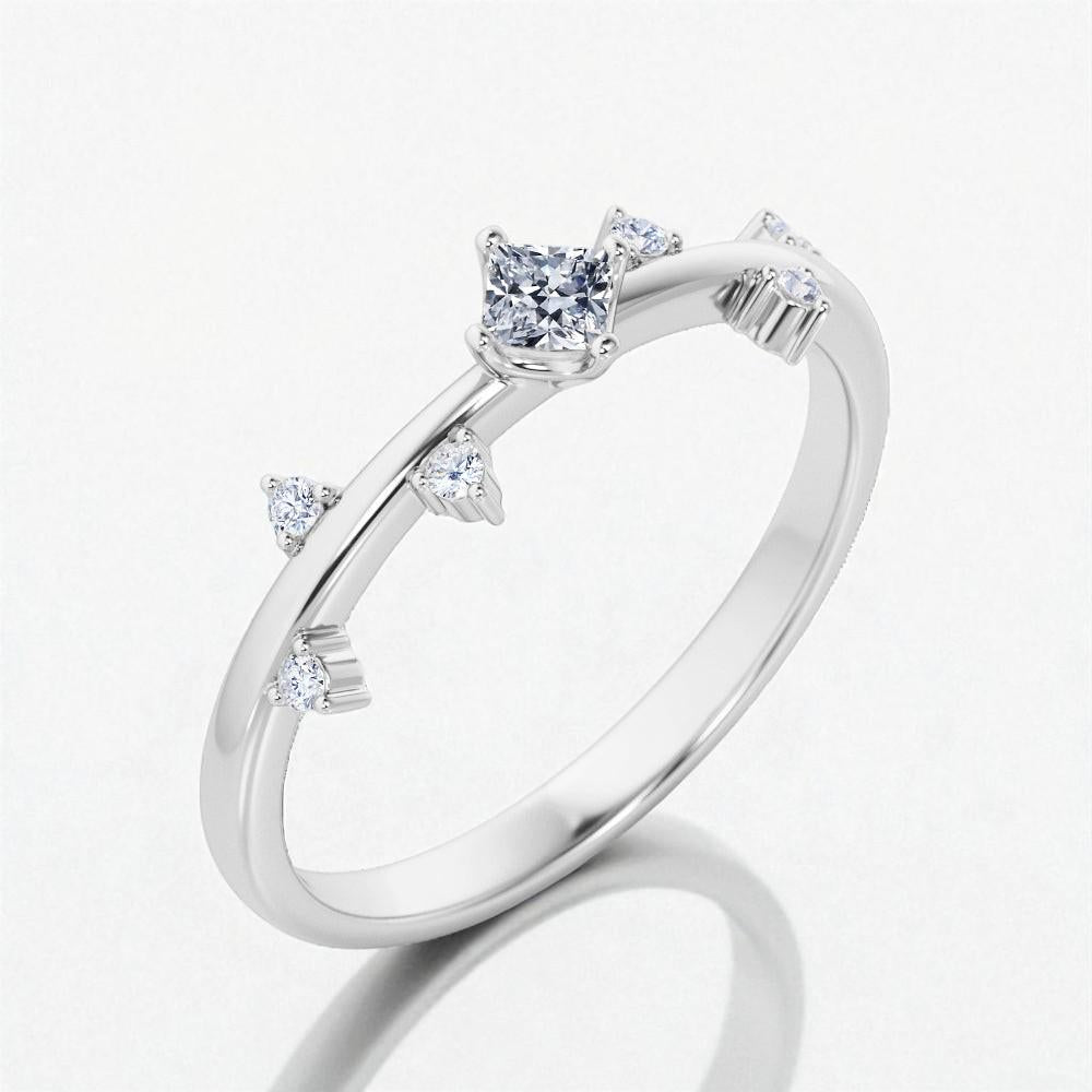 925 Silver CZ Princess Cut Ring â Dainty Solitaire Stacking Wedding Anniversary Band