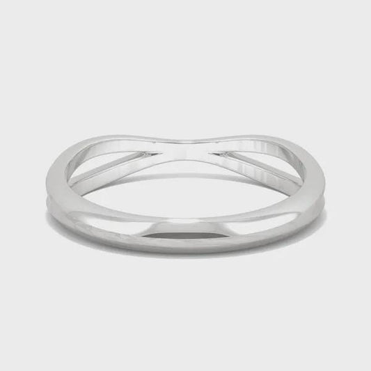 925 Silver Criss Cross Band Dainty Minimalist Stacking Infinity Wedding Promise Ring